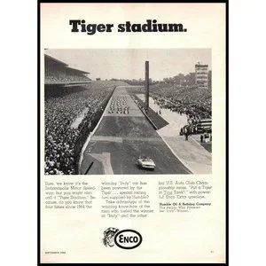 Humble Oil | Art | 968 Enco Tiger Stadium Indy 50 Race Car Vintage ...